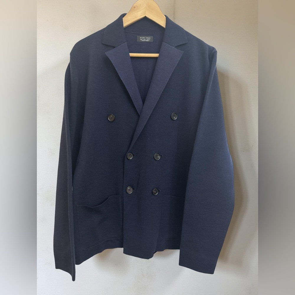 Zara Man Navy Blue Knit Sweater